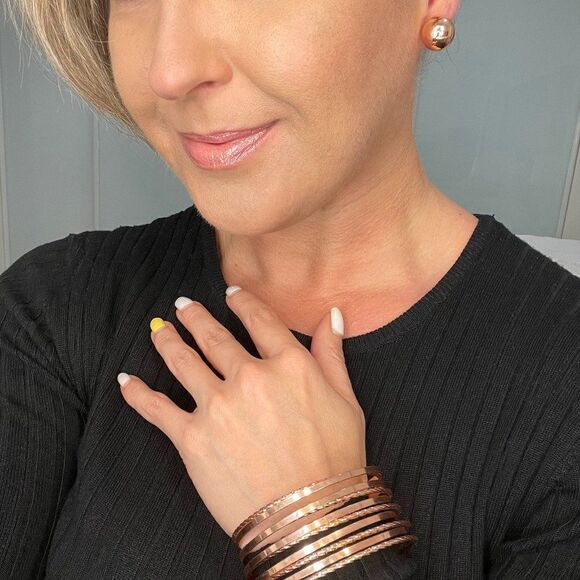 Earring and bracelet/ shiny copper tones/rose gold look/prairie girl/minimalist - Picture 1 of 12